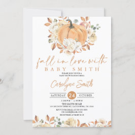 Pumpkin Autumn Floral Herfst in Love Baby shower Kaart