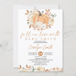 Pumpkin Autumn Floral Herfst in Love Baby shower Kaart