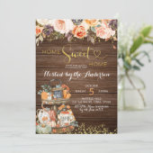 Pumpkin Autumn Floral Rustic Housewarming Party Kaart (Staand voorkant)