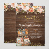 Pumpkin Autumn Floral Rustic Housewarming Party Kaart (Voorkant / Achterkant)