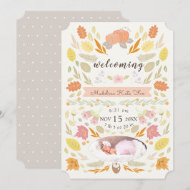 Pumpkin Autumn Foliage Foto Birth Announement Kaart