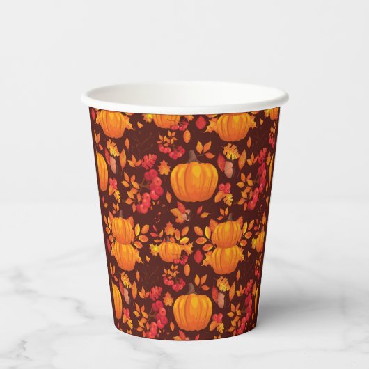 Pumpkin Autumn - Gepersonaliseerd Papieren Bekers (Achterkant)