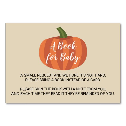 Pumpkin Autumn Herfst Baby shower Boek voor Baby K Kaart (Voorkant)