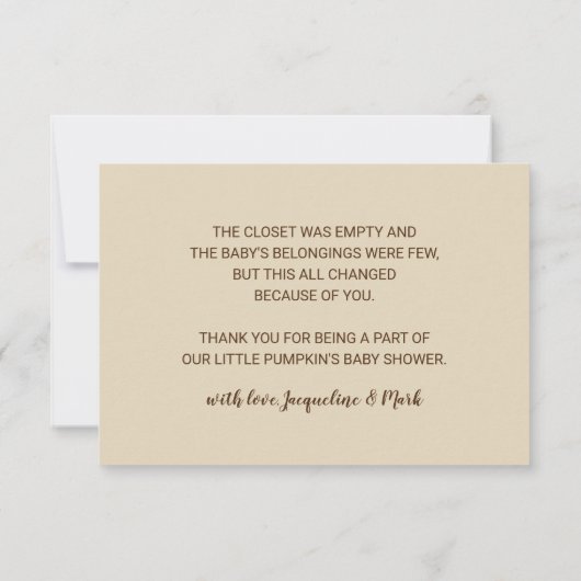 Pumpkin Autumn Herfst Baby shower Dank u wel Bedankkaart (Achterkant)
