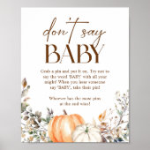 Pumpkin Autumn Herfst Baby shower Zeg niet Baby Poster (Voorkant)
