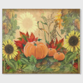 Pumpkin Autumn Herfst Sunflower Cadeaupapier (Vlak)