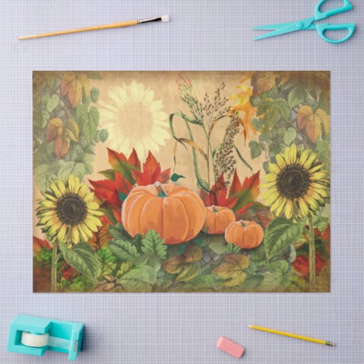 Pumpkin Autumn Herfst Sunflower Tissuepapier (Craft)