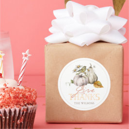 Pumpkin Autumn Leaves Bird Thanksgiving Ronde Sticker