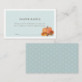 Pumpkin Autumn Leaves Blue Diaper Raffle Ticket Informatiekaartje (Voorkant / Achterkant)