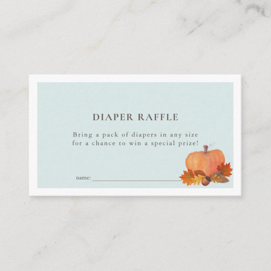 Pumpkin Autumn Leaves Blue Diaper Raffle Ticket Informatiekaartje (Voorkant)