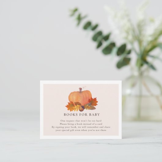 Pumpkin Autumn Leaves Blush Pink Boeken voor Baby Informatiekaartje (Staand voorkant)
