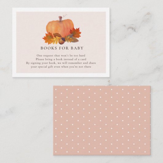 Pumpkin Autumn Leaves Blush Pink Boeken voor Baby Informatiekaartje (Voorkant / Achterkant)