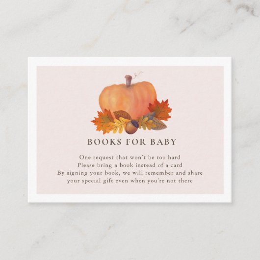 Pumpkin Autumn Leaves Blush Pink Boeken voor Baby Informatiekaartje (Voorkant)