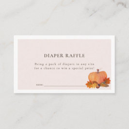 Pumpkin Autumn Leaves Pink Luier Raffle Ticket Informatiekaartje