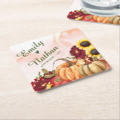 Pumpkin Autumn Leaves Sunflower Fall Wedparty Kartonnen Onderzetters (Schuin)