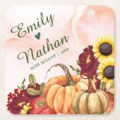 Pumpkin Autumn Leaves Sunflower Fall Wedparty Kartonnen Onderzetters (Voorkant)