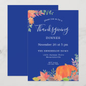 Pumpkin Autumn Leaves Thanksgiving Invitation Kaart (Voorkant / Achterkant)