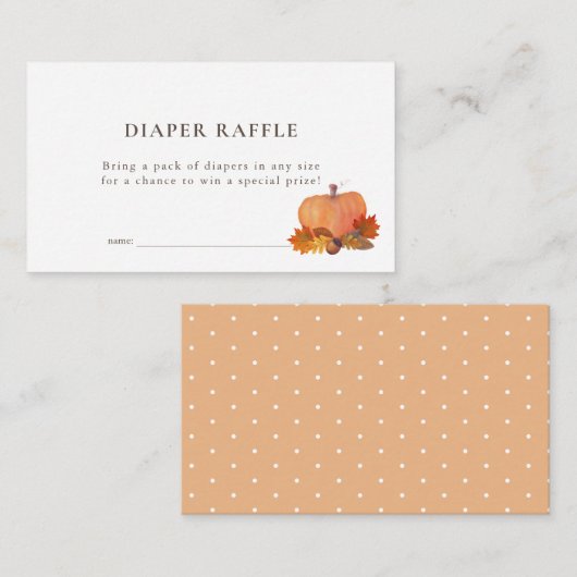 Pumpkin Autumn Leaves Witte Luier Raffle Ticket Informatiekaartje (Voorkant / Achterkant)