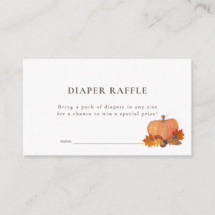 Pumpkin Autumn Leaves Witte Luier Raffle Ticket Informatiekaartje