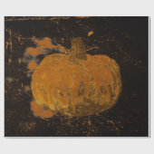 Pumpkin Autumn  Oranje zwarte-grungetextuur Cadeaupapier (Vlak)