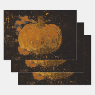 Pumpkin Autumn  Oranje zwarte-grungetextuur Inpakpapier Vel