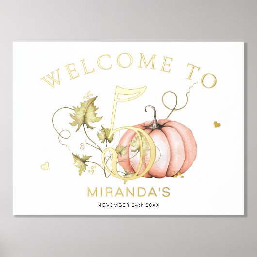 Pumpkin Autumn Verjaardagsnummerbord Folie Afdrukken (Voorkant)