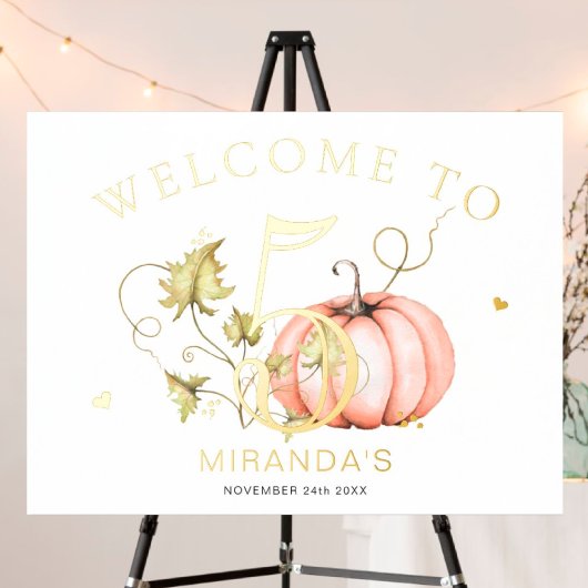 Pumpkin Autumn Verjaardagsnummerbord Folie Afdrukken