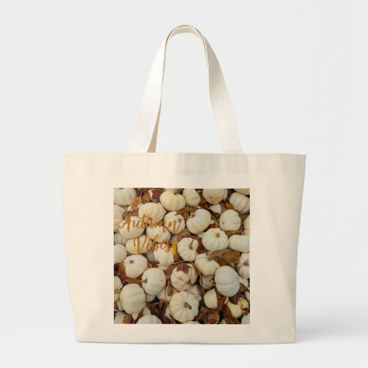 Pumpkin Autumn Vibes Monogram Grote Tote Bag (Voorkant)