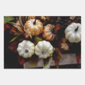 Pumpkin Autumn White Dark Brown  Antiek Inpakpapier Vel (Voorkant)