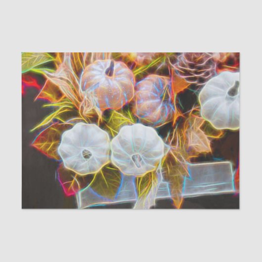 Pumpkin Autumn White Oranje glanzend Tissuepapier (Voorkant)