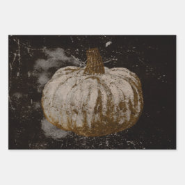 Pumpkin Autumn  White Sepia Black Texture Inpakpapier Vel