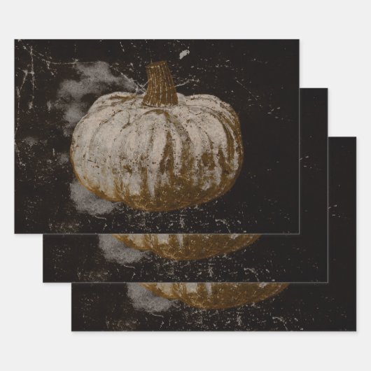 Pumpkin Autumn White Sepia Black Texture Inpakpapier Vel (Set)
