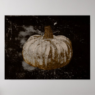 Pumpkin Autumn  White Sepia Black Texture Poster