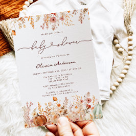 Pumpkin Autumn Wildflowers Baby shower Kaart