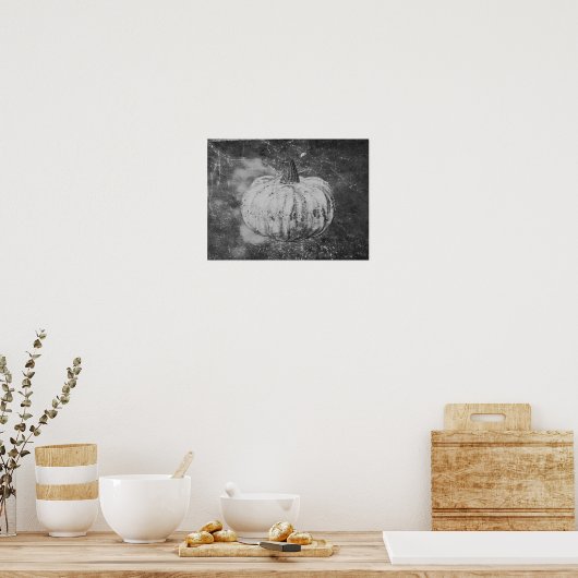 Pumpkin Autumn , zwart en wit Poster (Keuken)
