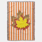 Pumpkin Autumnal Stripes met Leaves Deken (Voorkant Verticaal)