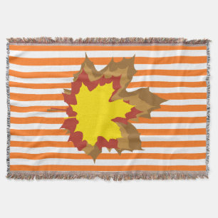 Pumpkin Autumnal Stripes met Leaves Deken