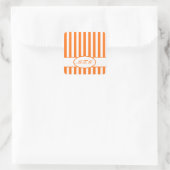 Pumpkin Autumnal Stripes met monogram Vierkante Sticker (Tas)