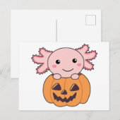 Pumpkin Axolotl Lovers Sweet Animals For Halloween Briefkaart (Voorkant / Achterkant)