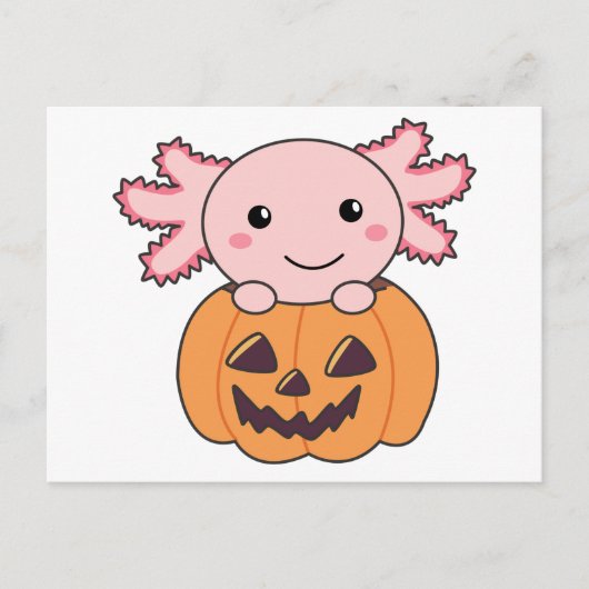 Pumpkin Axolotl Lovers Sweet Animals For Halloween Briefkaart (Voorkant)