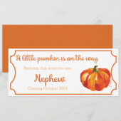 Pumpkin baby aankondiging ticket Newphew (Voorkant / Achterkant)