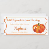 Pumpkin baby aankondiging ticket Newphew (Voorkant)