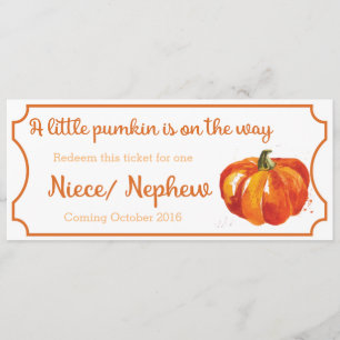 Pumpkin baby aankondiging ticket nicht / neef