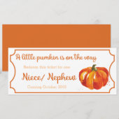 Pumpkin baby aankondiging ticket nicht / neef (Voorkant / Achterkant)