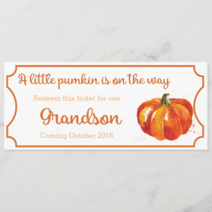 Pumpkin baby Announcement Ticket Grandson Aankondiging