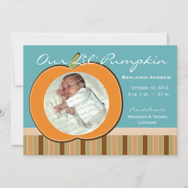 Pumpkin Baby Birth met Stripes en foto's (Voorkant)