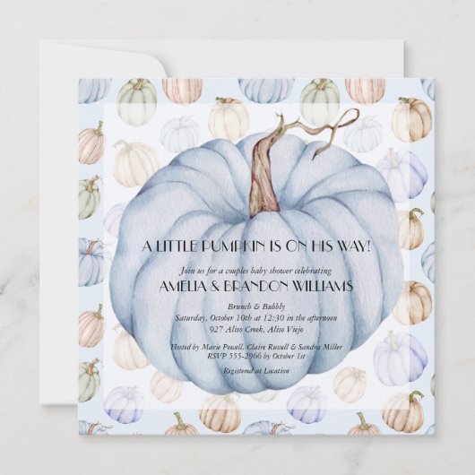 Pumpkin Baby Boy Shower-uitvindingen Kaart (Voorkant)