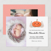 Pumpkin Baby Geboorteaankondiging Kaart (Voorkant / Achterkant)