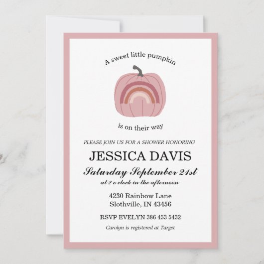 Pumpkin Baby Girl baby shower Kaart (Voorkant)