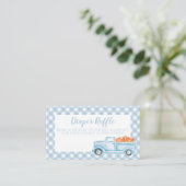 Pumpkin Baby shower blue Pset Truck Diaper Raffle Informatiekaartje (Staand voorkant)